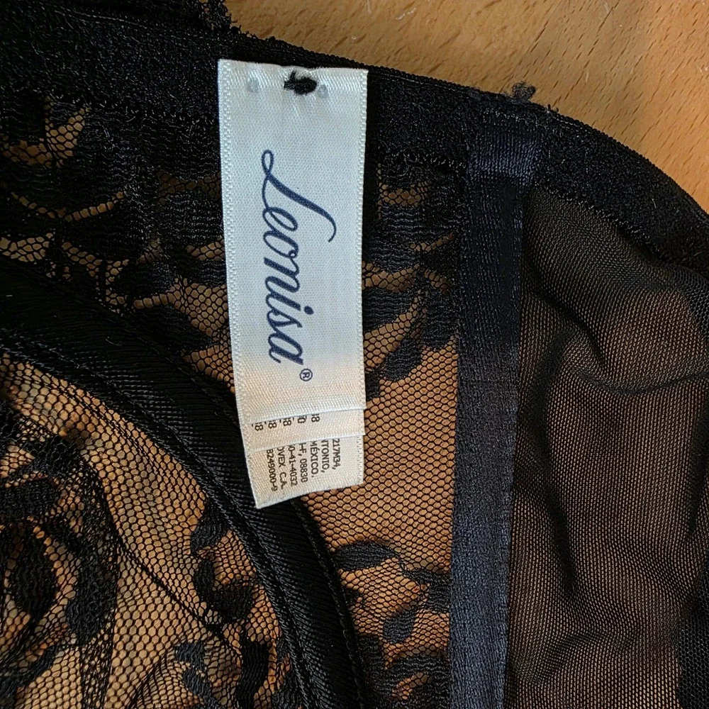 Leonisa Milan Sheer Lace Bustier Bralette with Underwire Floral Longline Bra 38B - Picture 8 of 13